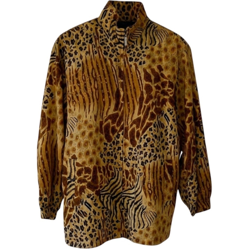 Vintage Jackets Galore Multi-Animal Print Full-Zip Track Jacket S/M Windbreaker
